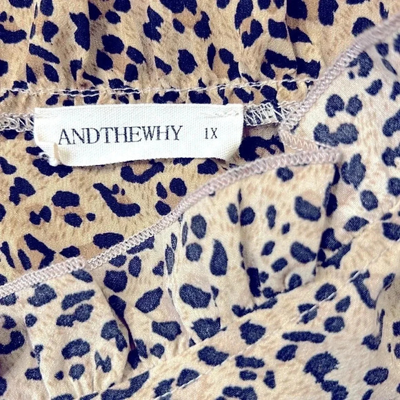 Andthewhy Long Sleeve Leopard Print Ruffle Tiered Loose Fit Top Size 1X - Picture 4 of 12